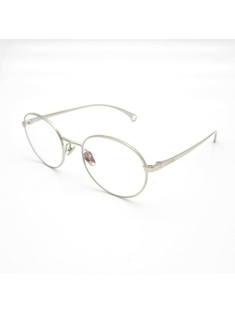 Chanel Oval Shape Optical Eyewear Metal Silver